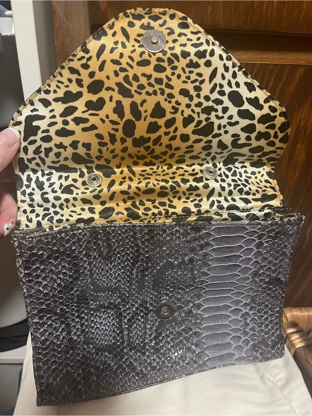 Nine West Stylish Gray Python-Texture Top-Handle Satchel